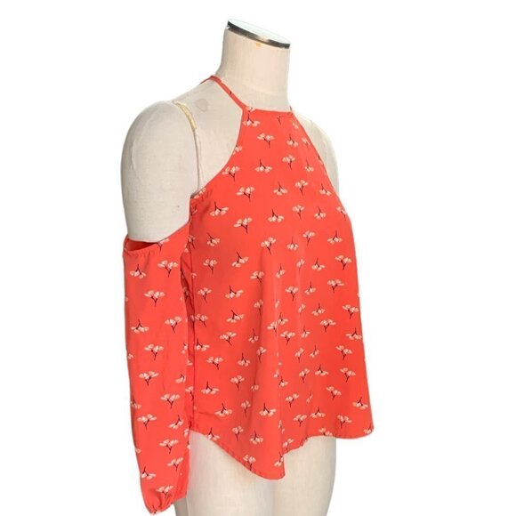 Abercrombie & Fitch Ditzy Floral Open Shoulder Long Sleeve Blouse XS 75D - Picture 2 of 7